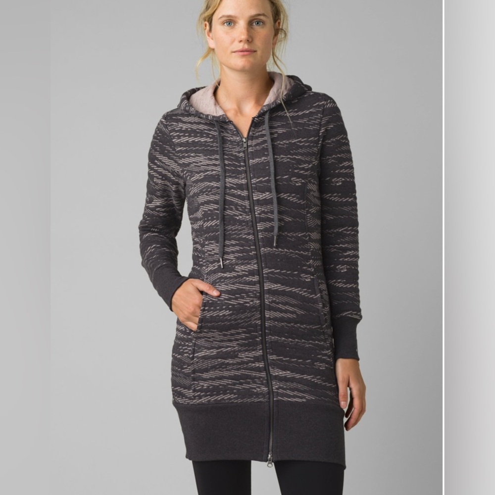 Prana Carin Long Hoodie Jacket Organic Cotton Sweater Coat Dress